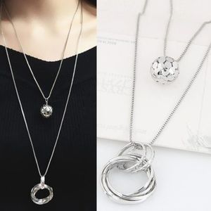 Double Circle Pendant Necklace